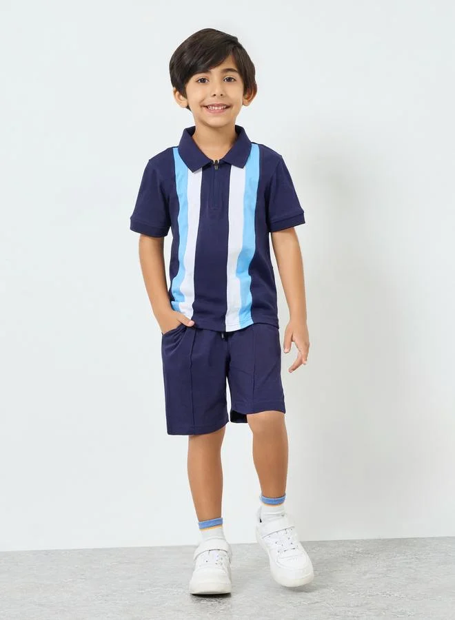 ستايلي مجموعة من بولو بنمط كتل الالوان وشورت